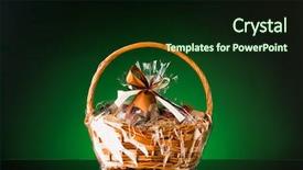  Presentation with hamper - Presentation theme consisting of gift basket on green background background and a wine colored foreground
