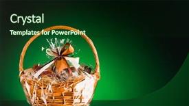  Presentation with gift - Cool new slides with gift basket on green background backdrop and a wine colored foreground