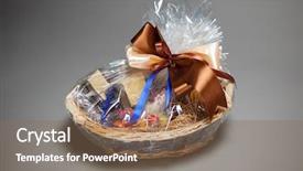  Presentation with hamper - Slide deck with gift basket on grey background and a violet colored foreground