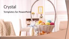  Presentation with easter basket - Cool new PPT theme with gift baskets - beautiful easter basket with traditional backdrop and a pink colored foreground