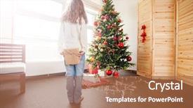  Presentation with child tree - Theme consisting of gift behind girl back background and a red colored foreground