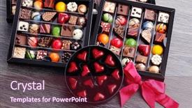  Presentation with confectionery - Amazing PPT layouts having gift box - sweet food backdrop and a tawny brown colored foreground