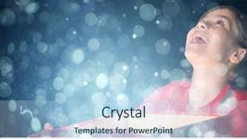  Presentation with girl design - Slides enhanced with gift box against blue abstract background and a light blue colored foreground