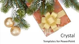  Presentation with fir tree - Audience pleasing presentation theme consisting of gift box and christmas decor backdrop and a  colored foreground