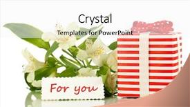  Presentation with white flowers - Slides having gift-box and flowers isolated background and a  colored foreground