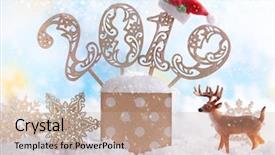  Presentation with new year card - Slide deck having festive card with gift box background and a coral colored foreground