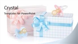  Presentation with gift - Slides having gift box and pacifier background and a white colored foreground