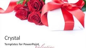  Presentation with roses - PPT theme having gift box and red rose background and a white colored foreground