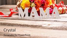  Presentation with mama - Beautiful slides featuring gift box and word mama backdrop and a lemonade colored foreground