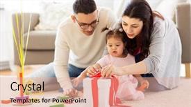  Presentation with father birthday - Slide set enhanced with gift box at home birthday background and a  colored foreground