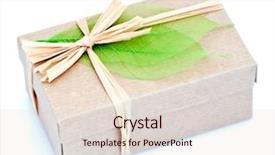  Presentation with an open gift box - PPT theme with raffia - gift box decorated with ribbon background and a lemonade colored foreground