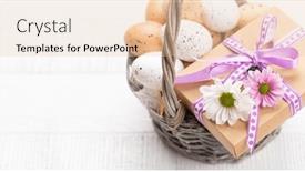  Presentation with easter basket - Presentation theme consisting of gift-box-easter-eggs-basket background and a lemonade colored foreground