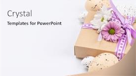  Presentation with greetings - PPT theme enhanced with gift-box-easter-eggs background and a sky blue colored foreground