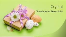  Presentation with greetings - Presentation design with gift-box-easter-eggs background and a  colored foreground