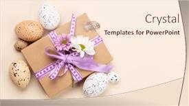  Presentation with greetings - Presentation having gift-box-easter-eggs background and a cream colored foreground