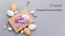  Presentation with greetings - Slide set enhanced with gift-box-easter-eggs background and a light gray colored foreground