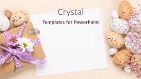  Presentation with greetings - PPT layouts with gift-box-easter-eggs background and a cream colored foreground