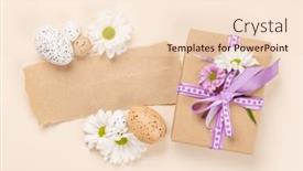  Presentation with greetings - Presentation design with gift-box-easter-eggs background and a lemonade colored foreground