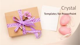  Presentation with greetings - Slide set having gift-box-easter-eggs background and a cream colored foreground