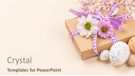  Presentation with greetings - Presentation design featuring gift-box-easter-eggs background and a  colored foreground