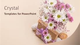  Presentation with greetings - PPT theme featuring gift-box-easter-eggs background and a lemonade colored foreground