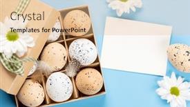  Presentation with greetings - PPT theme enhanced with gift-box-easter-eggs background and a  colored foreground