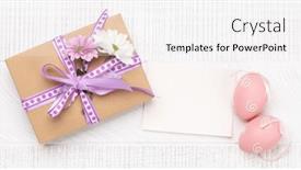  Presentation with greetings - Slides with gift-box-easter-eggs background and a white colored foreground