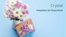  Presentation with greetings - PPT theme consisting of gift-box-easter-eggs background and a sky blue colored foreground