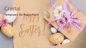  Presentation with greetings - Presentation consisting of gift-box-easter-eggs background and a lemonade colored foreground