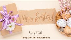 Presentation with greetings - PPT theme enhanced with gift-box-easter-eggs background and a  colored foreground