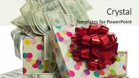  Presentation with an open gift box - Slide deck enhanced with gift box full of 100 background and a soft green colored foreground