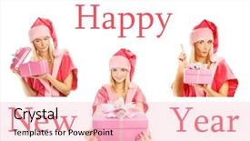  Presentation with happy new year 2022 - Audience pleasing presentation theme consisting of gift box happy new year backdrop and a lemonade colored foreground