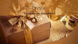  Presentation with birthday party - Audience pleasing PPT theme consisting of gift-box-in-golden-tone backdrop and a gold colored foreground