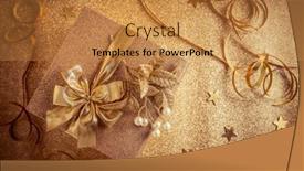 Presentation with birthday party - Cool new PPT layouts with gift-box-in-golden-tone backdrop and a gold colored foreground