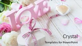  Presentation with valentine - Presentation theme enhanced with gift box letters love background and a sky blue colored foreground