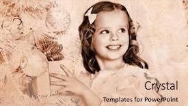  Presentation with child tree - Presentation consisting of gift box near white christmas background and a lemonade colored foreground