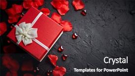  Presentation with romantic gift - Slide deck featuring gift box on black stone background and a dark gray colored foreground