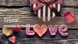  Presentation with heart flowers - PPT theme consisting of gift box on old vintage background and a violet colored foreground