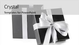  Presentation with gift - Slide set with gift box on white background background and a light gray colored foreground