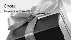  Presentation with gift - Presentation design enhanced with gift box on white background background and a light gray colored foreground