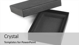  Presentation with gift - PPT theme consisting of open black gift box background and a light gray colored foreground