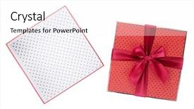  Presentation with gift - Cool new slide deck with gift box open isolated backdrop and a white colored foreground