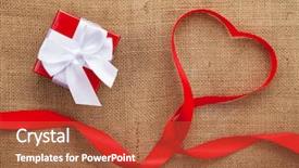  Presentation with gift ribbon - Theme having gift box over burlap background and a  colored foreground