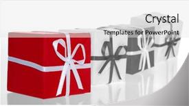  Presentation with element - Amazing PPT theme having gift box tower b w photo with color element backdrop and a white colored foreground