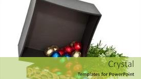  Presentation with chocolate - Cool new presentation theme with gift-box-with-balls backdrop and a yellow colored foreground