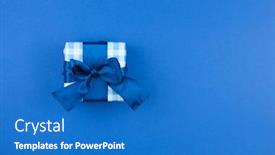  Presentation with gift ribbon - Colorful slide deck enhanced with gift-box-with-blue-ribbon backdrop and a teal colored foreground