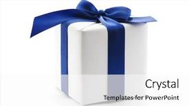  Presentation with blue ribbon - Beautiful PPT layouts featuring gift box with blue ribbon backdrop and a white colored foreground