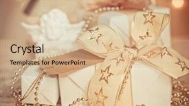  Presentation with christmas angel - Slides featuring gift box with christmas angel background and a coral colored foreground