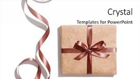  Presentation with gift ribbon - PPT theme enhanced with gift box with curved brown background and a white colored foreground