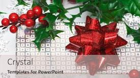  Presentation with holly - Presentation theme having gift-box-with-european-holly background and a soft green colored foreground